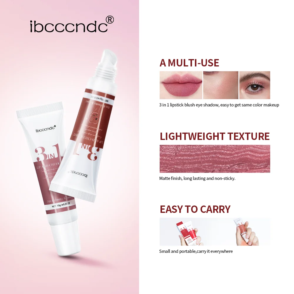 3 em 1 lábio lama de veludo fosco batom blush eyeshadow uso triplo nude lábio gloss longa duração sexy labial matiz lama cosméticos