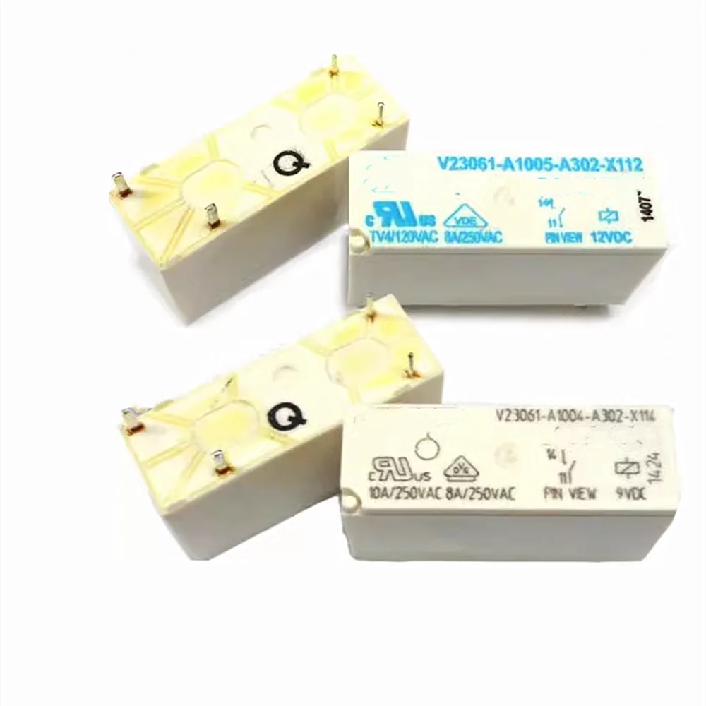 

2 pieces V23061-A1004-A302-X114 9VDC V23061-A1005-A302-X112 12VDC V23061-A1007-A302-X113 24VDC Power Relay 8A 250VAC 4 Pins