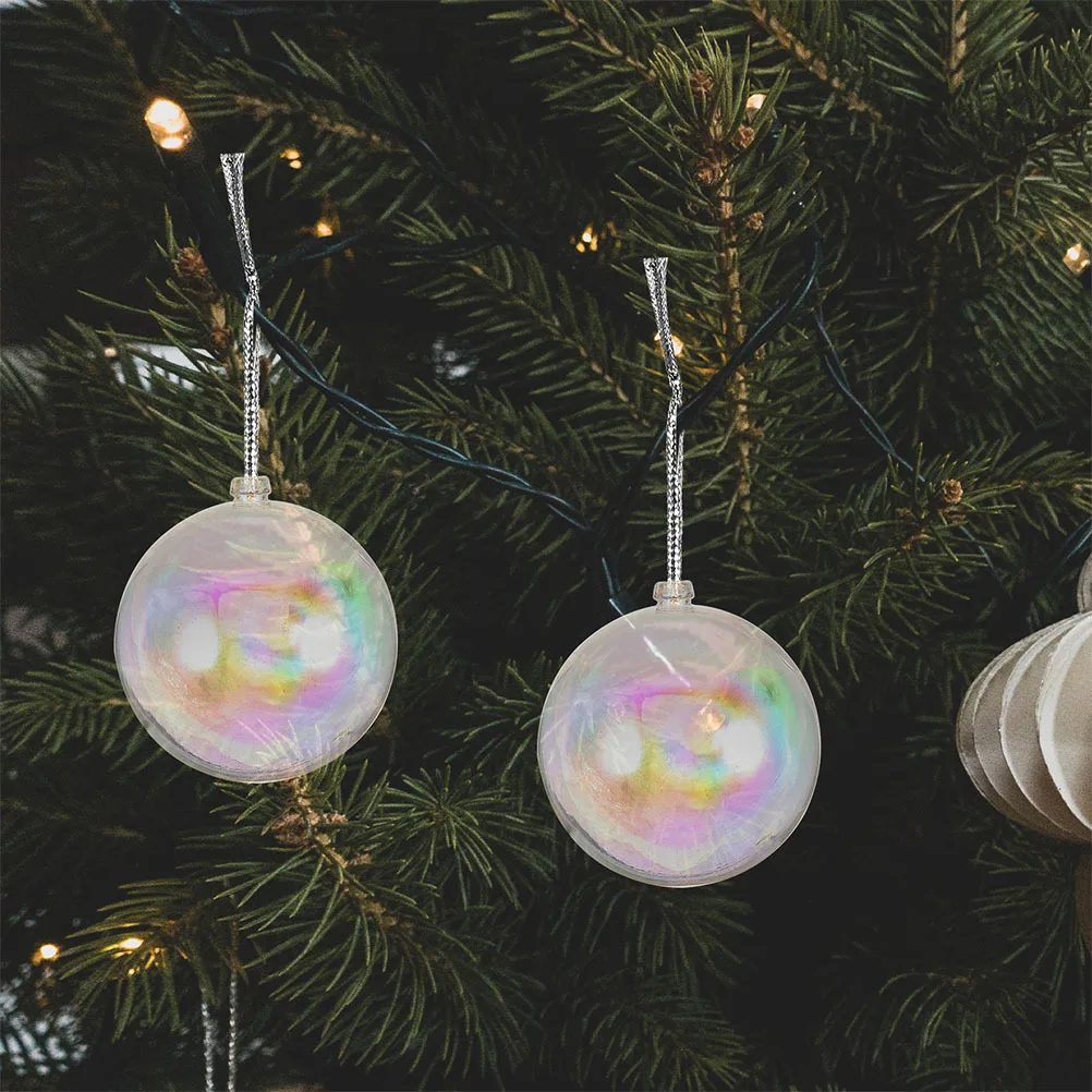 

10pcs Christmas Tree Wish Balls Clear Iridescent Fillable Ornaments For Diy Holiday Decor Hanging Pendant Party