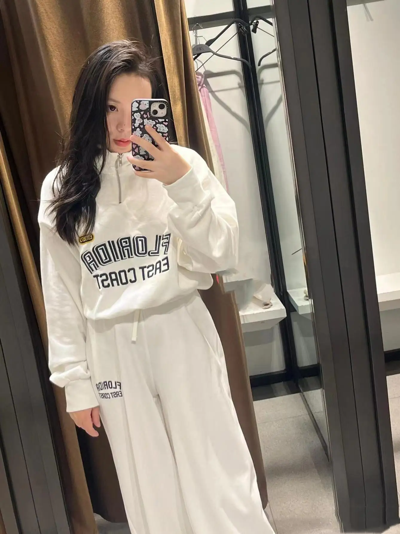 

Spring Autumn 2025 American Sle Spicy Girl College Faion Stand Collar Printed Long Sve Sweatirt Women's Clothing