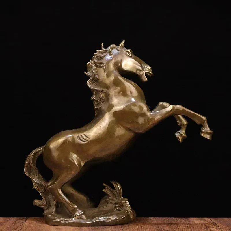 Copper Immediate Success, Brass Leaping Figurine, Zodiac Horse Ornament for Office, Store Opening, and
