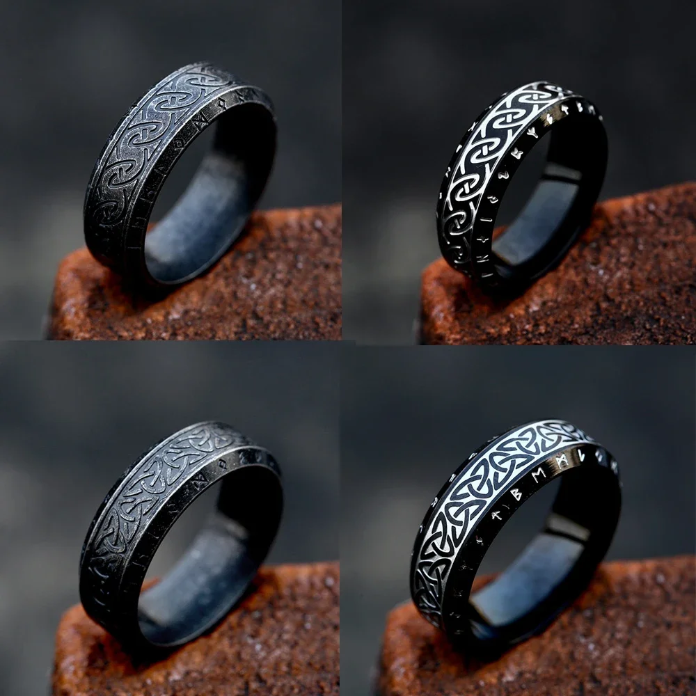 

New Vintage Viking Celtic Rune Rings for Men Women Nordic Vikings Ring Stainless Steel Amulet Punk Jewelry Gift Wholesale