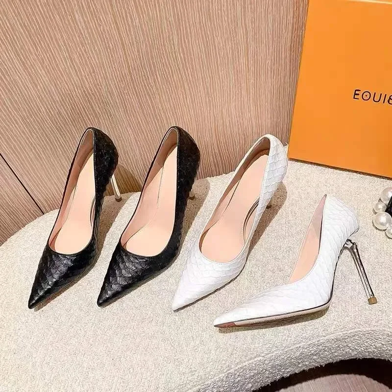 New White Super High Stiletto Heels Pumps Women Office Pointed Toe Thin Heel Party Shoes Woman High Heel Work Dress Shoes view 2