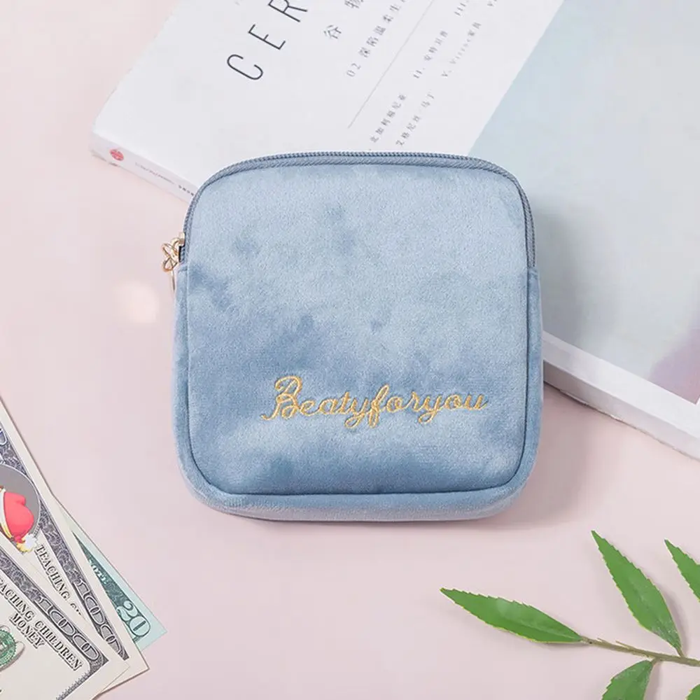 Portable Creative Travel Plush Cute Solid Color Lipstick Bag Chessboard Cosmetic Bag Sanitary Napkins Case Storage Bag