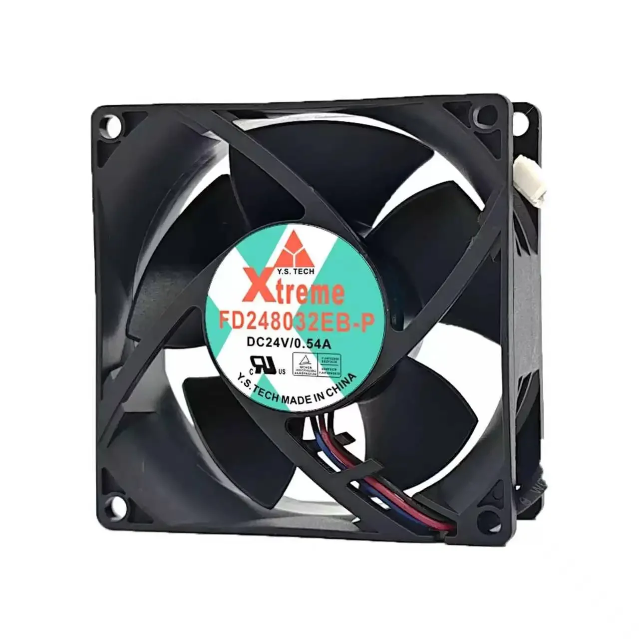LY For Y.S. TECH Xtreme FD248032EB-P DC 24V 0.54A 8032 80x80x32mm 3-Wire Server Inverter Industrial Axial Cooling Fan cURus TUV