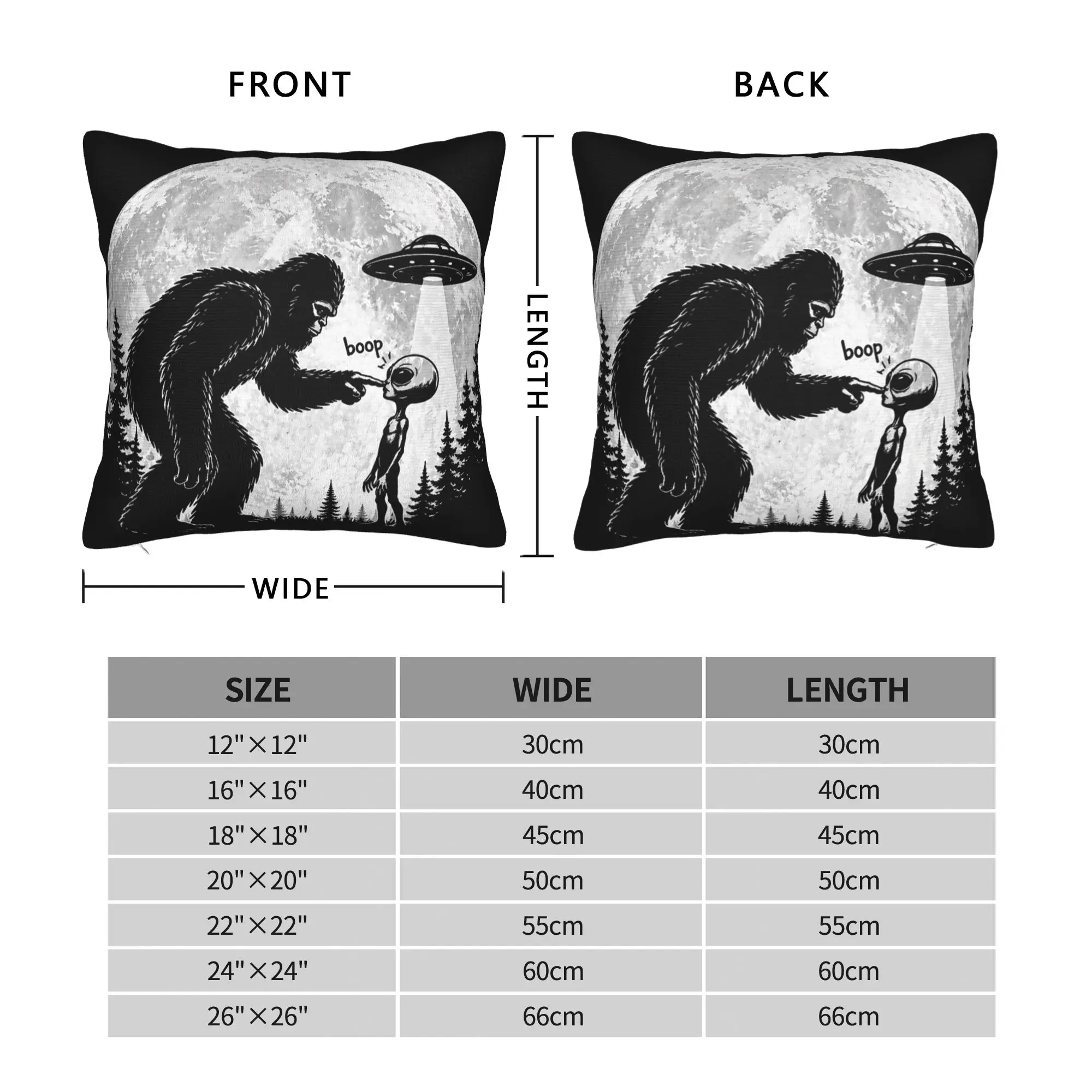 Pillow Cover Funny Bigfoot Sasquatch Boop Nose Alien UFO Humor  Retro Trendy Pillow Case For Sofa Home Decoration Pillowcases