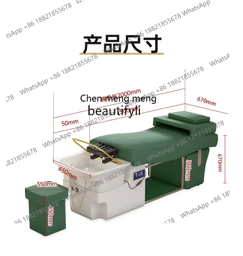 SS Ceramic Basin Thai Head Therapy Shampoo Chair Water Circulation Fumigation Beauty Salon Special Head Therapy Bed Massage7486