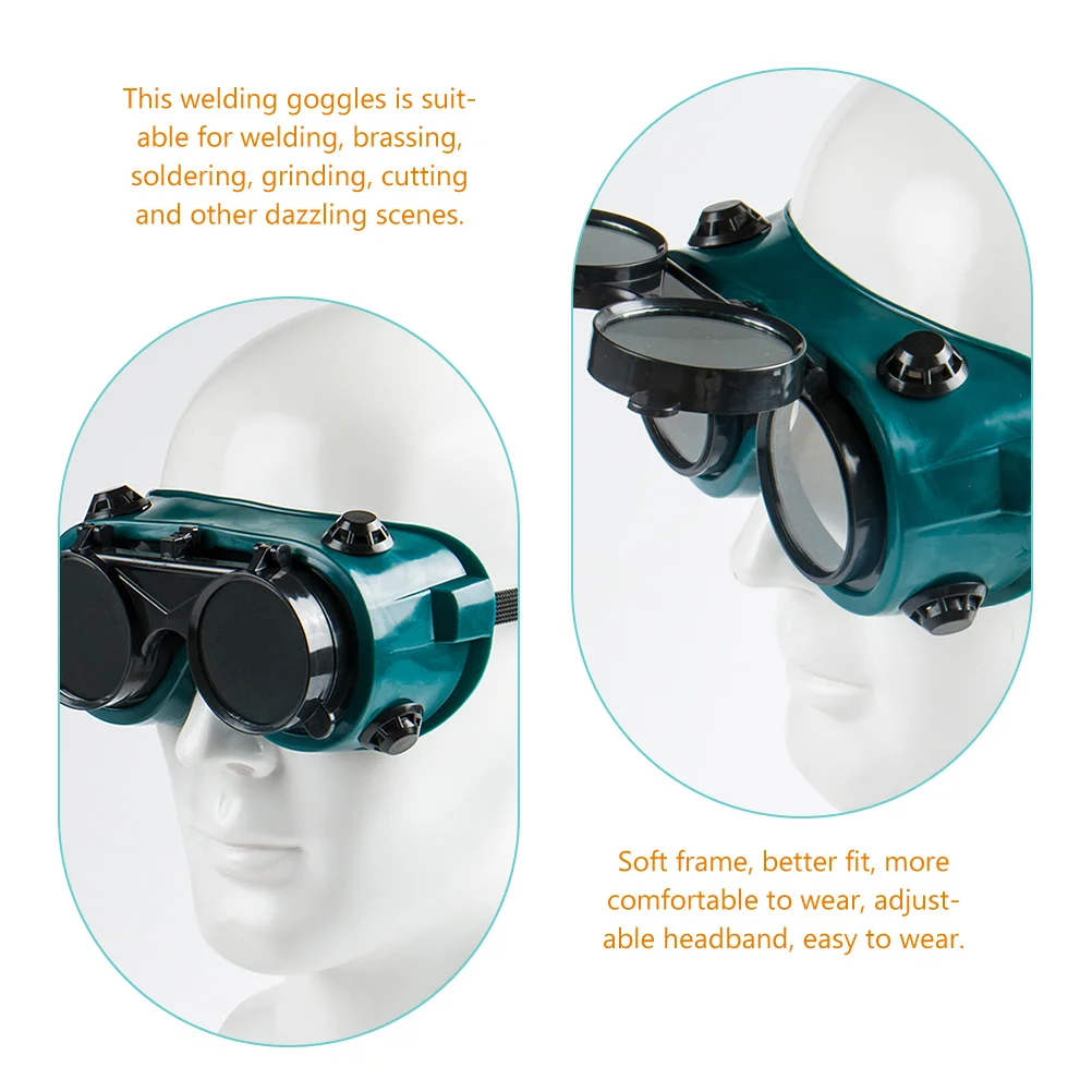 

Welding Goggles Welder Eye Protection Glasses Tinted Lens Flip-up Anti Scratch Adjustable Headband Soft Frame Vent Hole Design