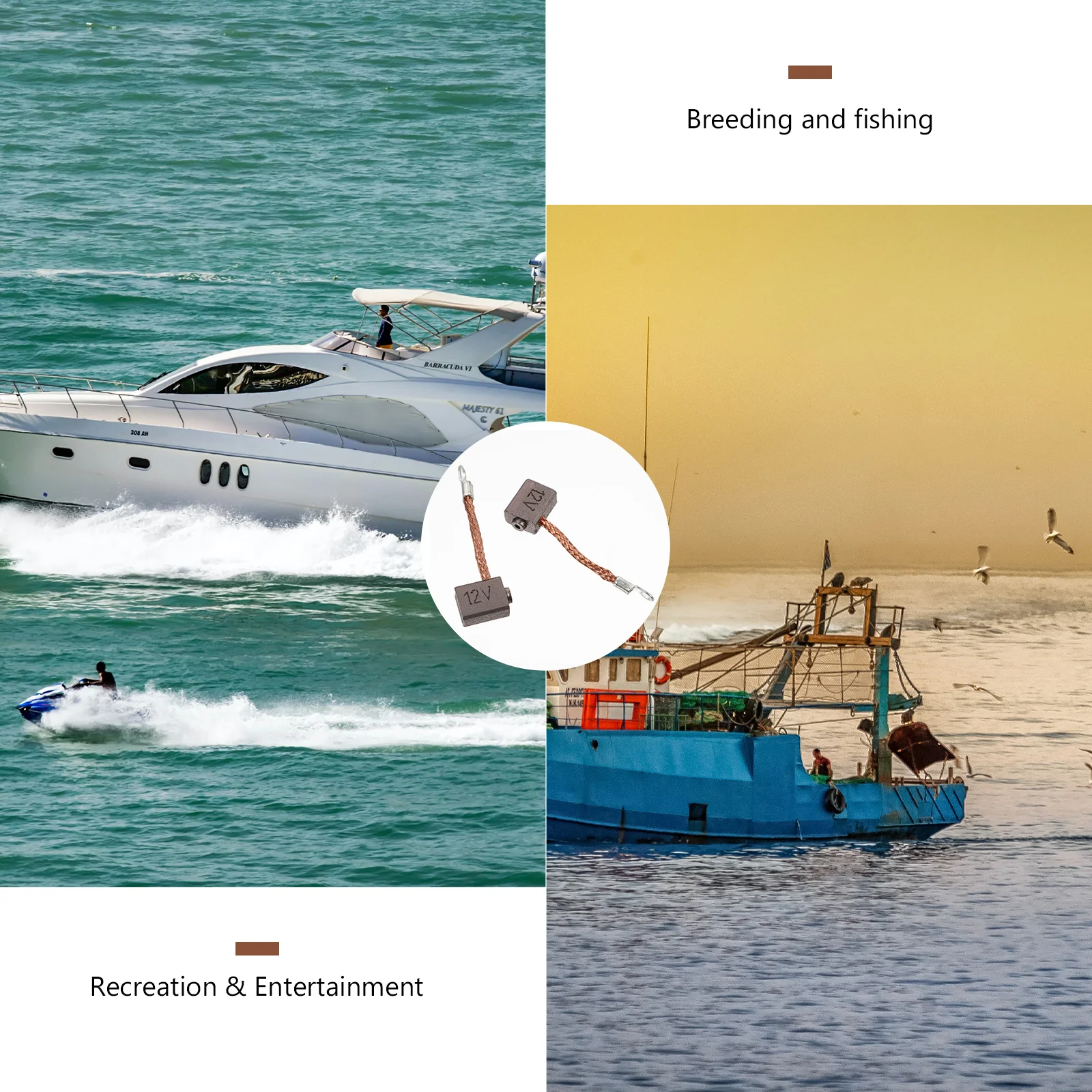 

2Pcs Electric Marine Propeller Carbon Brush Durable Motor Parts Replacement Boat Accessories Ship Kayak Motor Carbon Brush