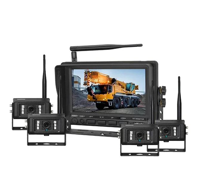 VEISE 7inch Digital HD DVR Wireless Truck Backup Camera Monitor System Quad View Screen for Truck Bus Farm ConstructionHOT SALES