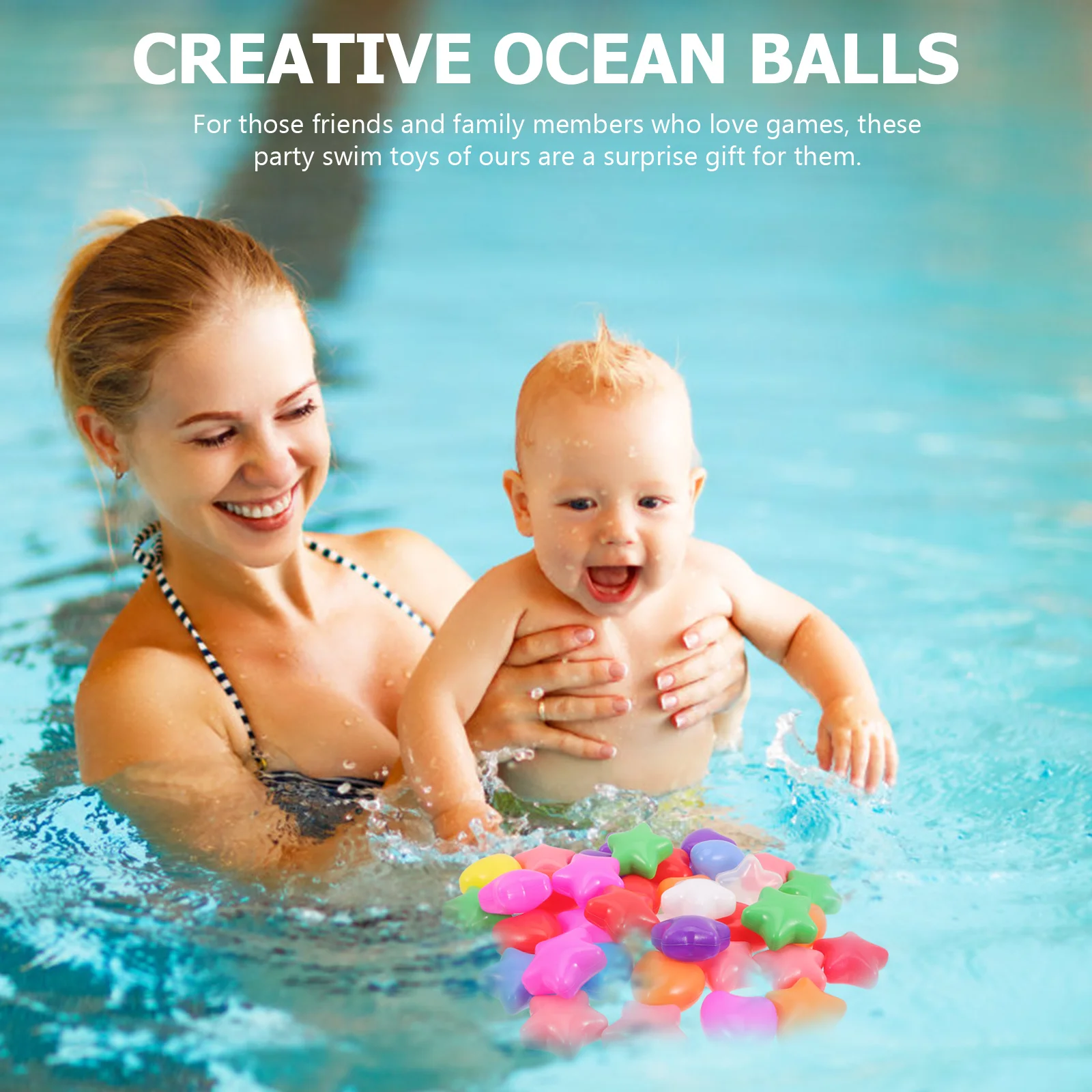 100 Uds. Bola de océano bolas en forma de corazón juguetes de natación en forma de estrella juego divertido para niños piscina creativa