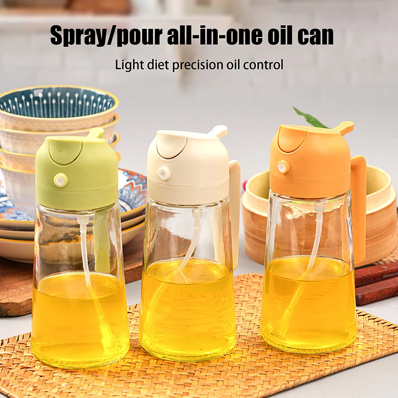 2 In 1 470ML Plastic Spray Oil Sprayer Bottle Spray Oil Dispenser Bottle Oil Jar Cruet BBQ Kitchen Baking Roasting Picnic Tool