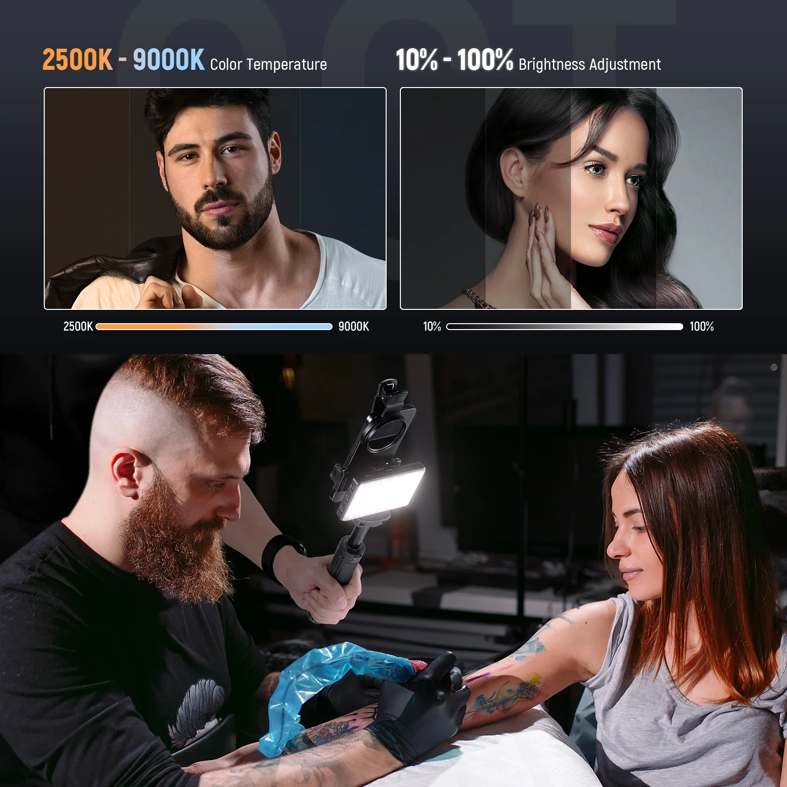 NEEWER LED-Selfie- und Tattoo-Licht, kompatibel mit iPhone, CPL-Filter/Stativständer/Telefonhalter zum Aufstecken für die Fotografie – Detail 3