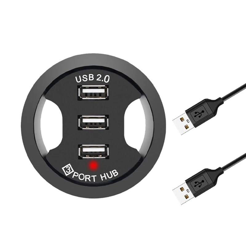 USB Hub USB 2.0 Desktop Grommet USB 2.0 Hub Audio Desk Mount Adapter 3 Port Mount In Desk Multi USB 2.0 Ports