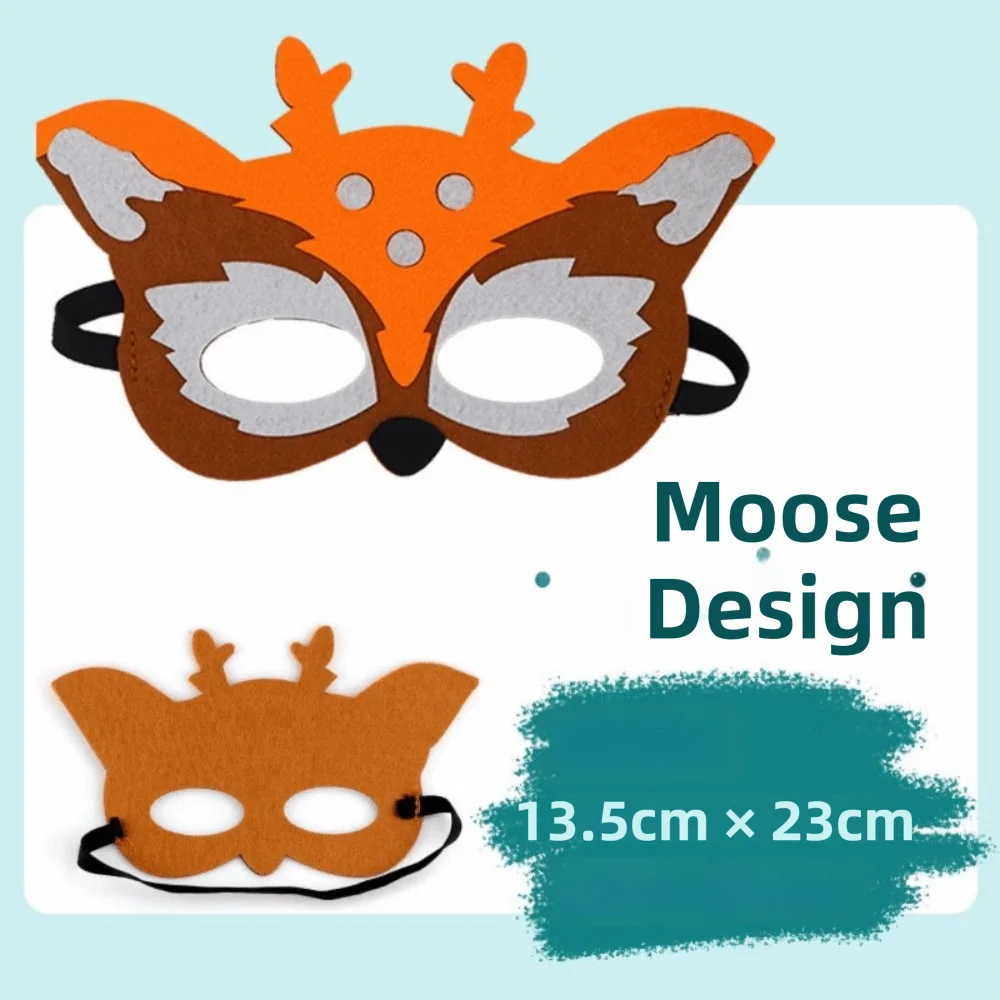 4 pezzi per bambini, maschera per animali in feltro, materiale in feltro, design a fumetti, mezza maschera per orecchie di animali, per bambini