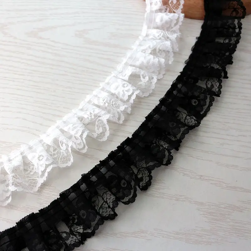 

5cm Double Lace Edge Pleated Lace Accessories Clothing Accessories Materials Pleated Lace Decorative Packaging Materials