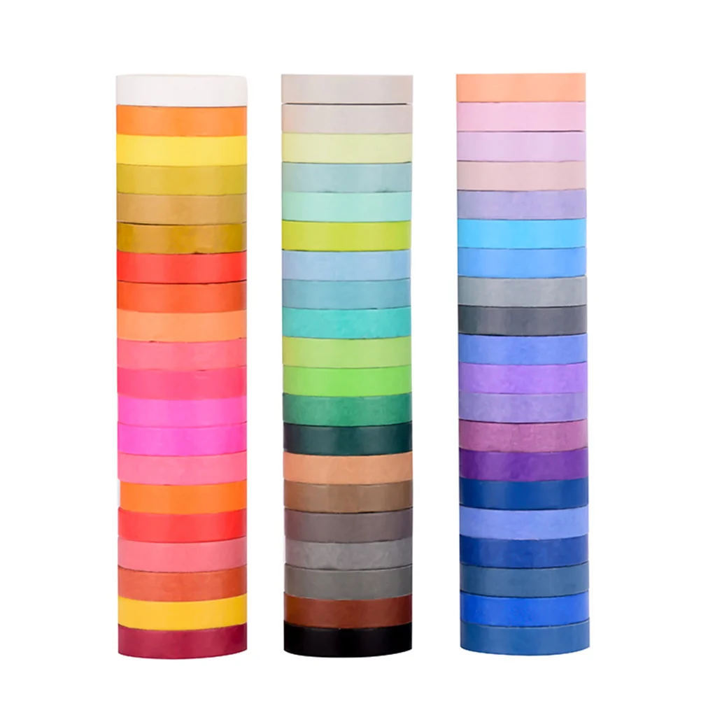 60 Roll Rainbow Washi Tape Set Easy Peel No Residue Decoration Gift Wrapping Photo Album Craft Stationery Embellishments