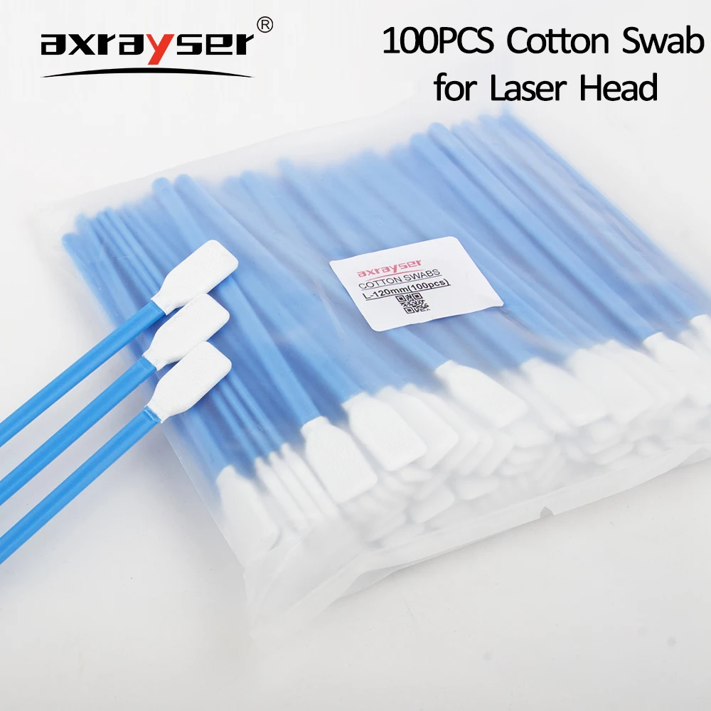 100pcs Industry Cotton Swab Nonwoven Anti-static Dust Off for Fiber Laser Focus Lens and Protective Windows Cleaning Tools