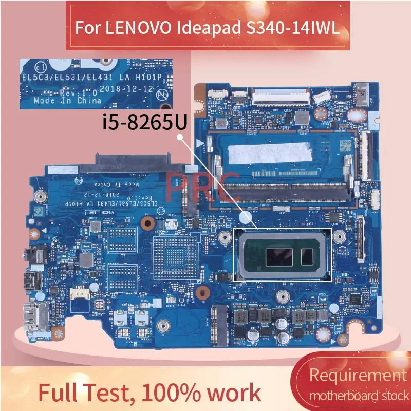 S340-14IWL For Lenovo Ideapad i5-8265U 3.90 GHz Laptop Motherboard EL5C3/EL531/EL431 LA-H101P Notebook Mainboard SRFFX DDR4