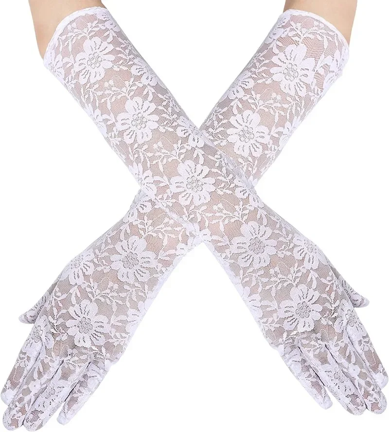 ยาวความยืดหยุ่นสูงตกปลาสุทธิตาข่ายบางคอสเพลย์เซ็กซี่โปร่งใส STAGE Performance ถุงมือแฟชั่นบุคลิกภาพนุ่ม