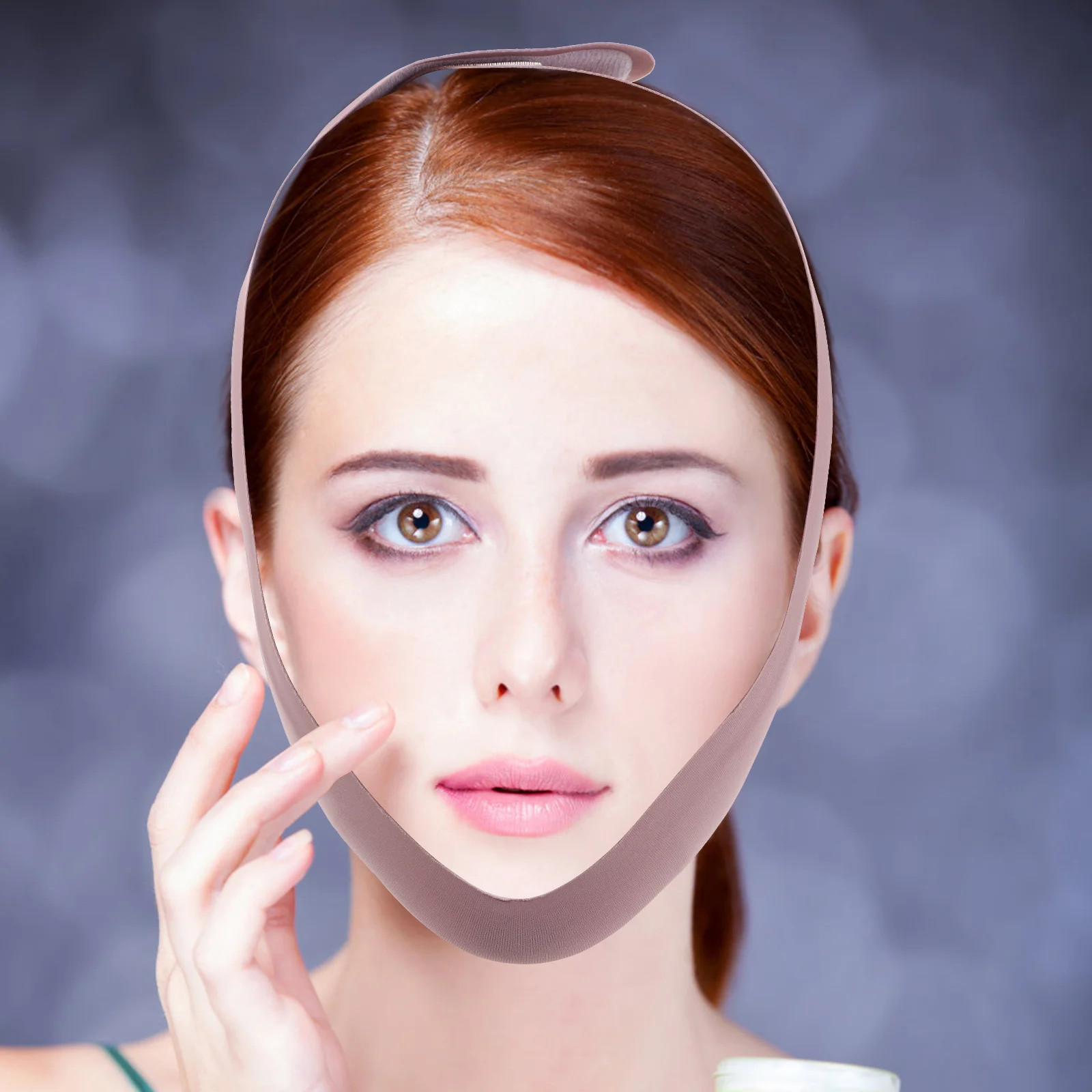 حزام الذقن الأرجواني، حزام رفع الوجه، مخفض الذقن المزدوج، جهاز شد الجلد المسامي، مريح للاستخدام اليومي