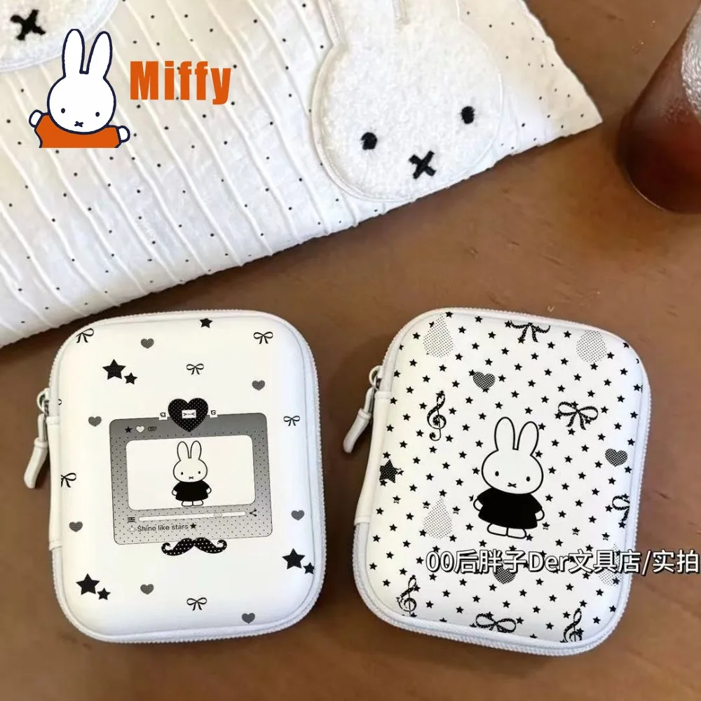 

Kawaii Miffy Hard Shell Case Cute Rabbit Cartoon Print Portable Storage Pouch Waterproof Mini Organizer Travel Daily Use Gift