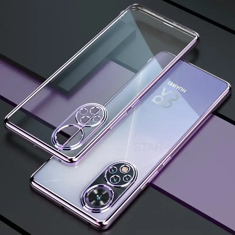 حافظة شفافة مطلية فاخرة لهاتف هواوي هونور 50 60 70 80 برو Se 20 Nova 9 غطاء شفاف من السيليكون الناعم Honor50 Nova9
