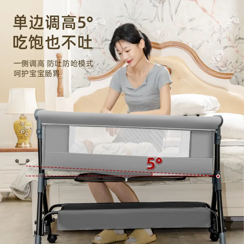 Crib Splicing Bed Portable Multi-function Mobile Folding Cradle Bed Neonatal Bedside Bed