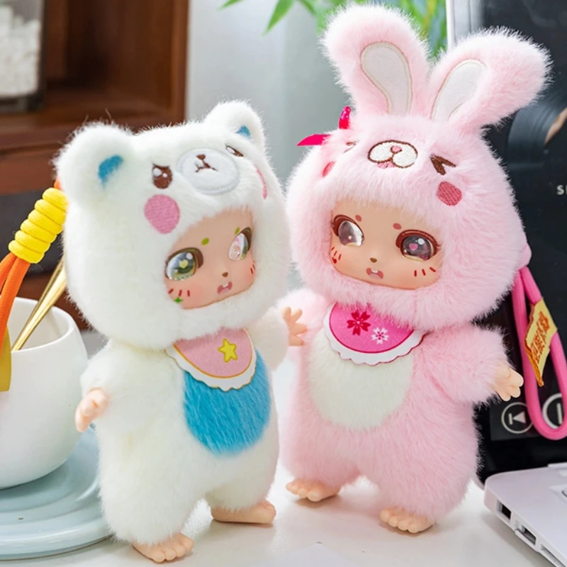 Nette Cartoon Tier Plüsch Spielzeug Schlüsselbund Mädchen Rucksack Hase Puppe Anhänger Kätzchen Auto Hängende Dekoration Weihnachten Geburtstag Geschenk