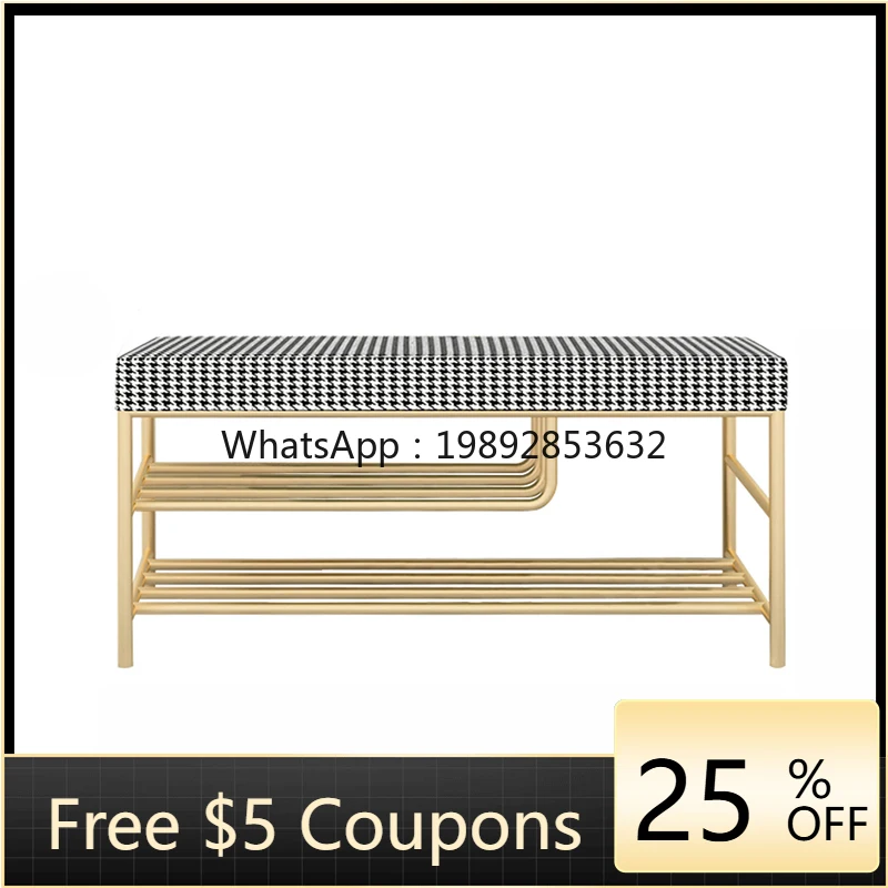 

HXL Houndstooth Shoe Changing Stool Home Shoe Cabinet Stool Integrated Sitting Shoe Rack Footstool