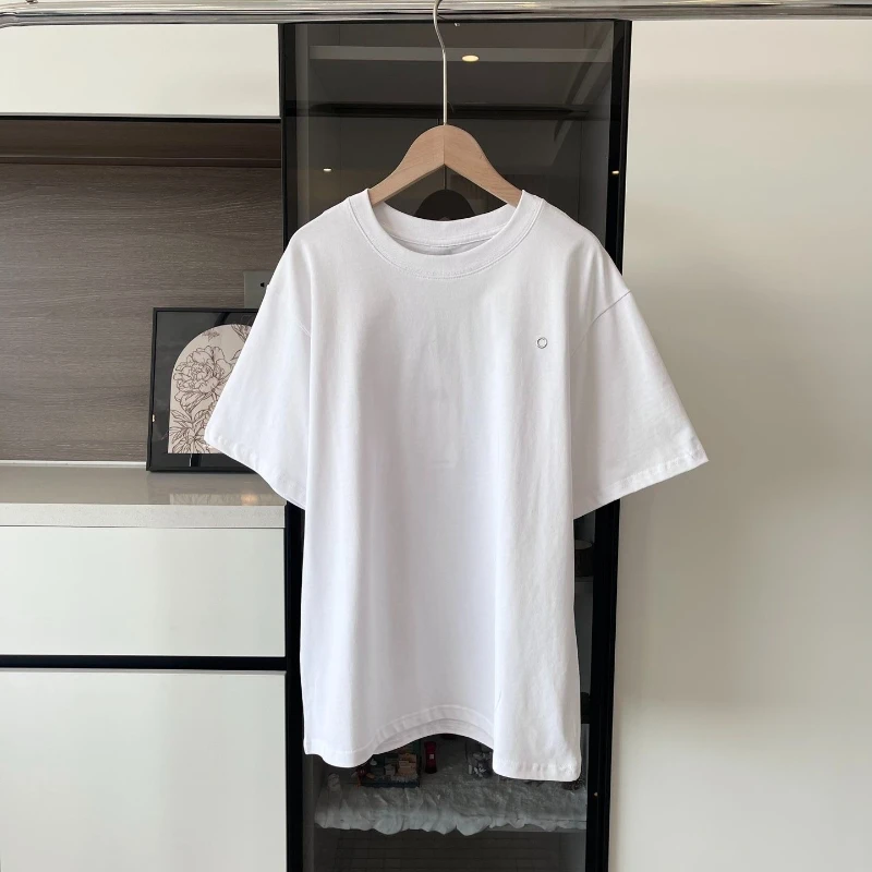

Loose Short-sleeved Top Fashion Round Neck White Pure Cotton T-shirt 2025 Summer Casual Simple Versatile Women's T-shirt