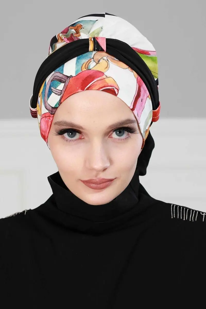 Chiffon com cinto penteado osso preto