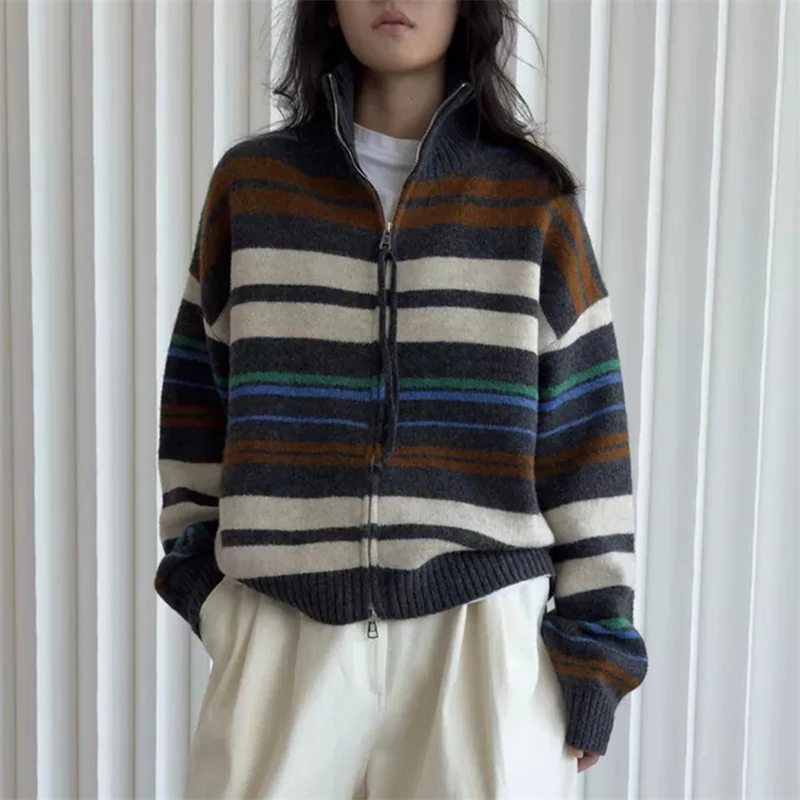 

New Women's 100% Merino Wool High Neck Knit Thick Autumn Winter Comfortable Clothing Skin friendly Zipper Warm Soft Casual Top