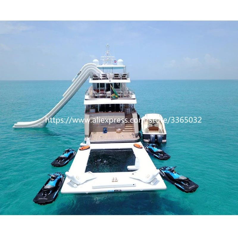 Double Layer Double Wall Fabric Yacht Pool Float Ocean Inflatable Sea Swimming Pool Inflatable Sea Pool With Chair