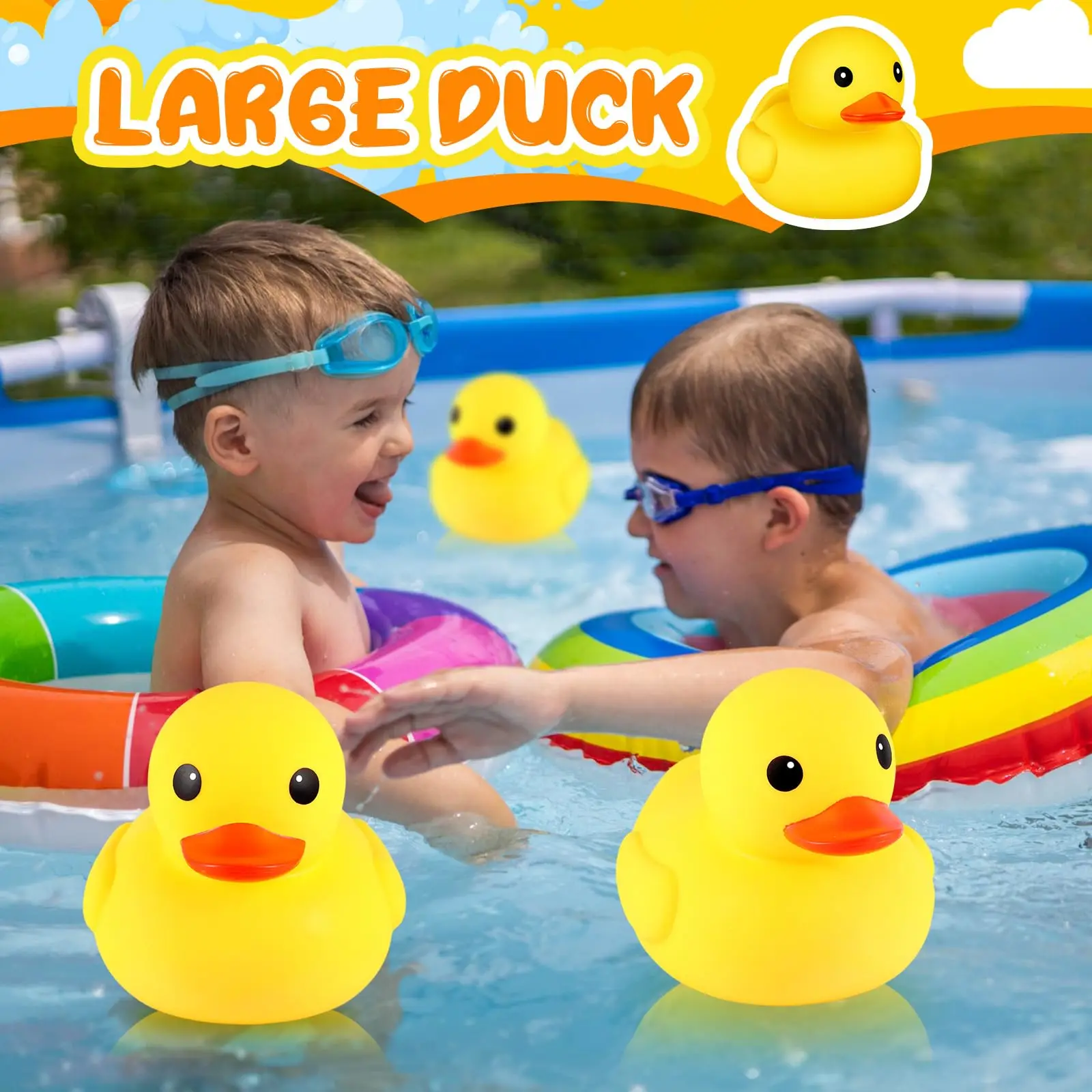 1/2 Pcs Rubber Duck 10.2 Inch Duck Toy Giant Rubber Duck Large Rubber Ducky Toy Squeaky Big Yellow Rubber Ducks