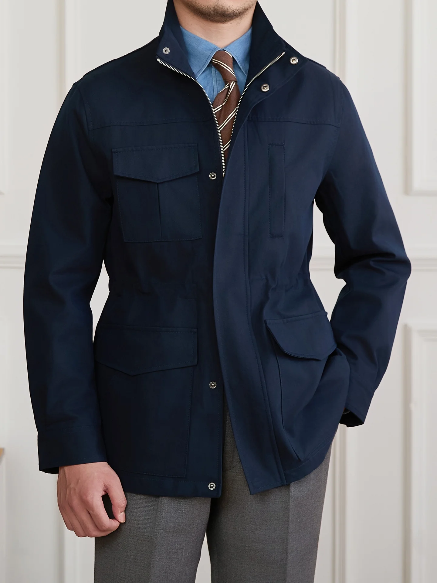 

Мистер Футболка с оленем, новое повседневное шелковое хлопковое облегающее пальто с воротником-стойкой и эластичной резинкой на талии для отдыха для мужчин Faion Urban Sle