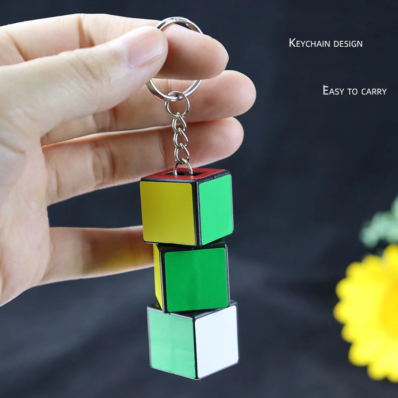 Mini Small Magic Cube Keychain Pendant Creative Fun Magic Cube Cubing Speed Puzzle Fingertip Toy Children Best Birthday Gift Toy