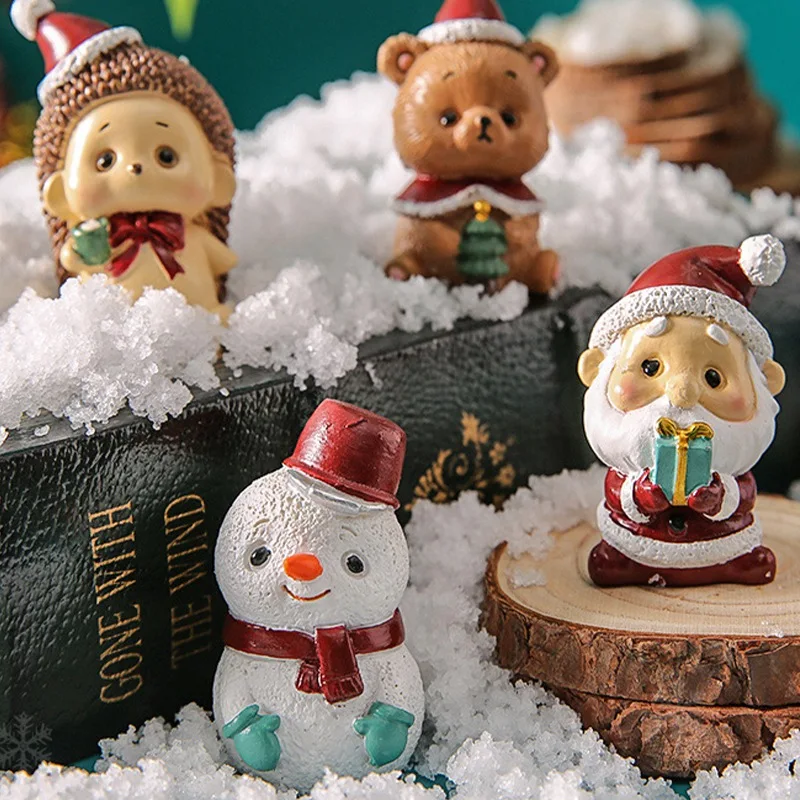 زينة عيد الميلاد المشهد الصغير سطح المكتب الحلي صندوق أعمى هدية سانتا كلوز الرنة لطيف الديكور لداخلي السيارة