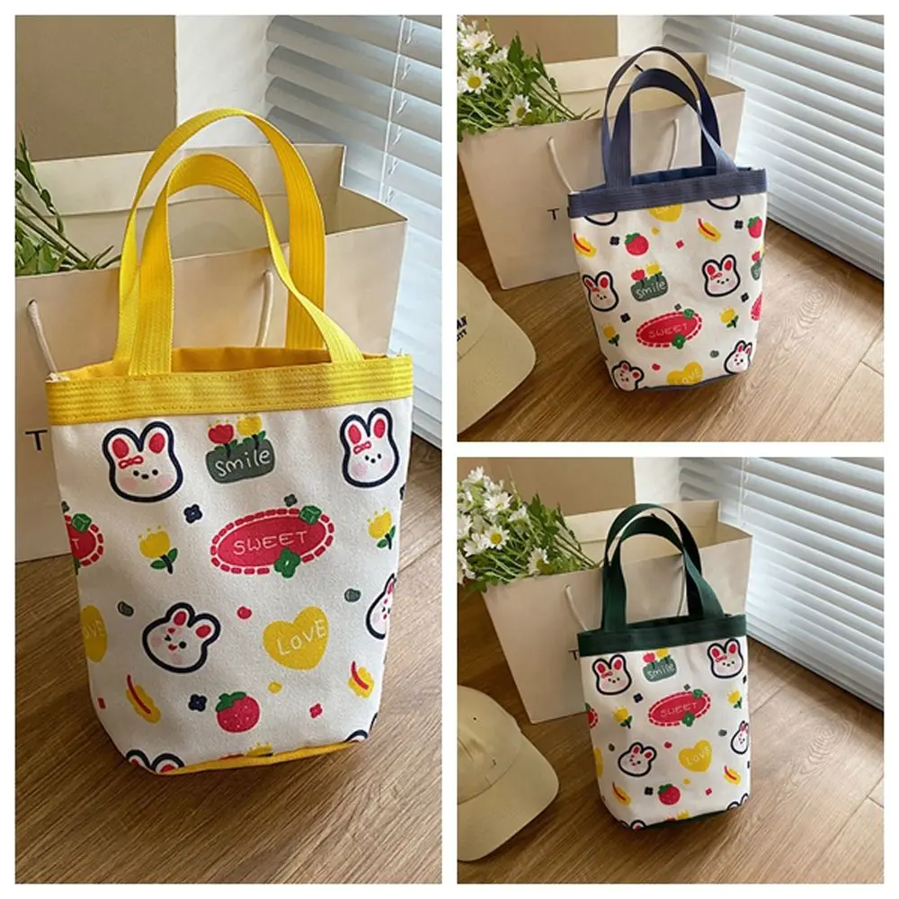 Tragbare Blume Leinwand Kaninchen Eimer Tasche Brief Herz Tier Handtasche All-Match große Kapazität Blume Lunch Bag im Freien