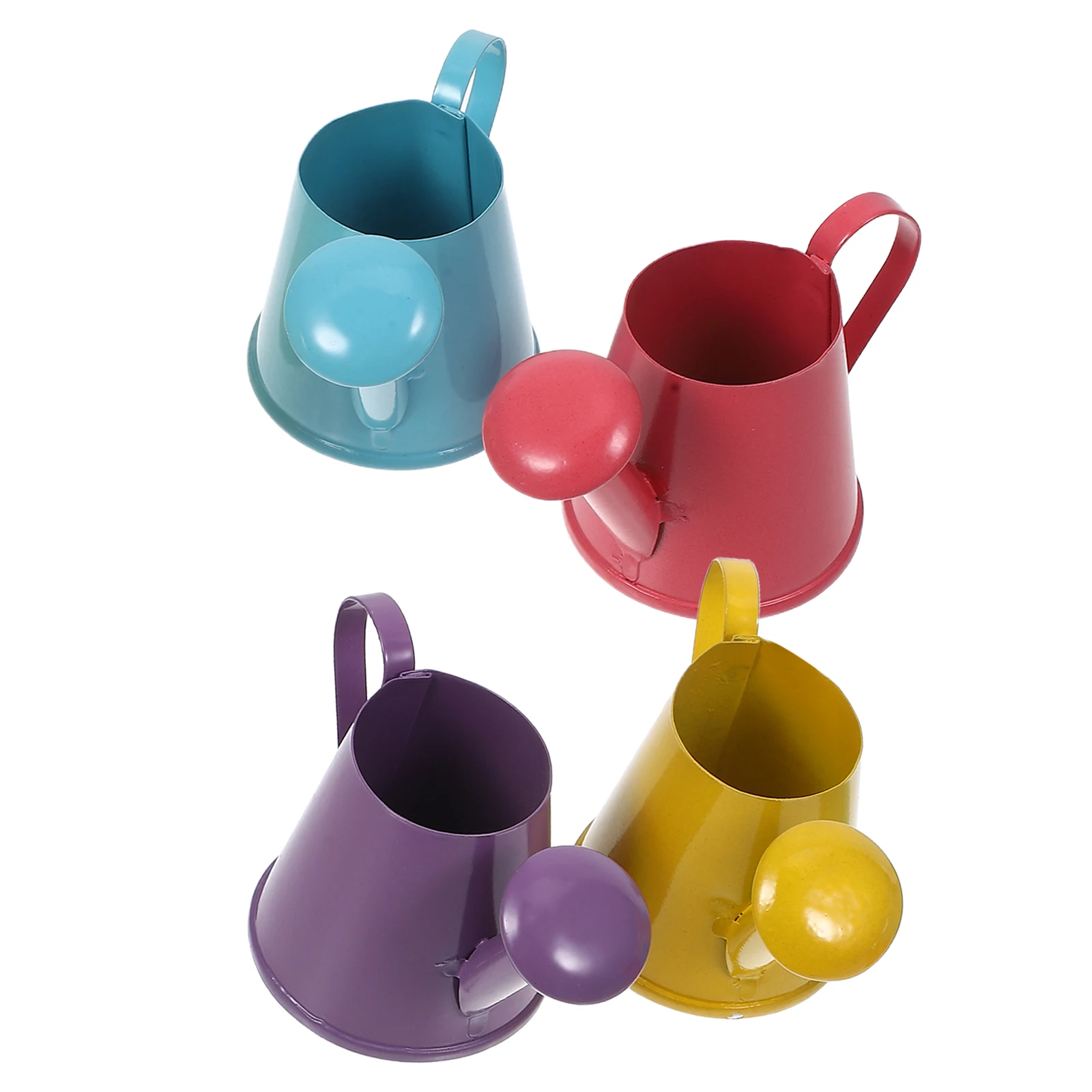 

4 Pcs Mini Watering Can Flower Pot Bonsai Metal Indoor Kids Gardening Colored for