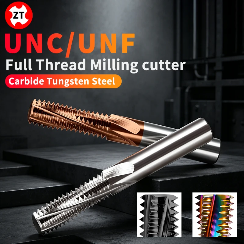

ZUANTONG CNC Full Thread Milling cutter Carbide Tungsten Steel UNF/UNC 8-36~10-24 1/4 5/16 7/16 1/2 9/16 5/8 3/4 7/8 1''--1/2