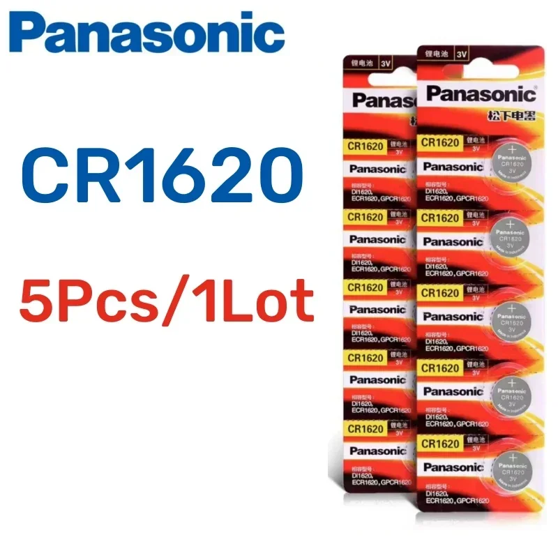 5pcs 30pcs Original Panasonic CR1620 3V ECR1620 Lithium Battery CR 1620 For Control Watch Motherboard Scale Button Coin Cells