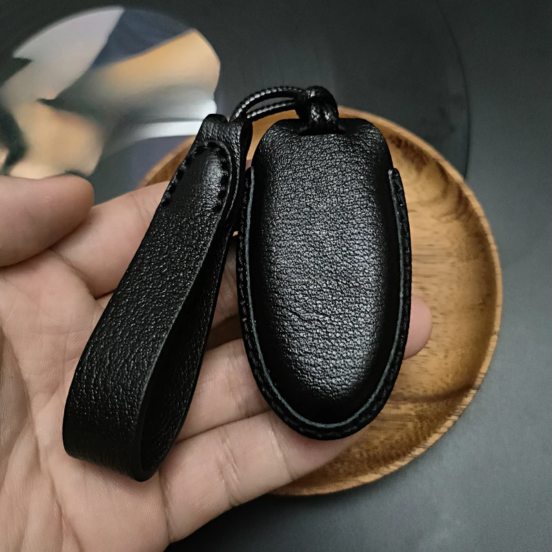 

Simple Style Black Goat Leather Car Remote Key Case Cover for Nissan Teana Tiida Patrol Elegant and Graceful High Fashion