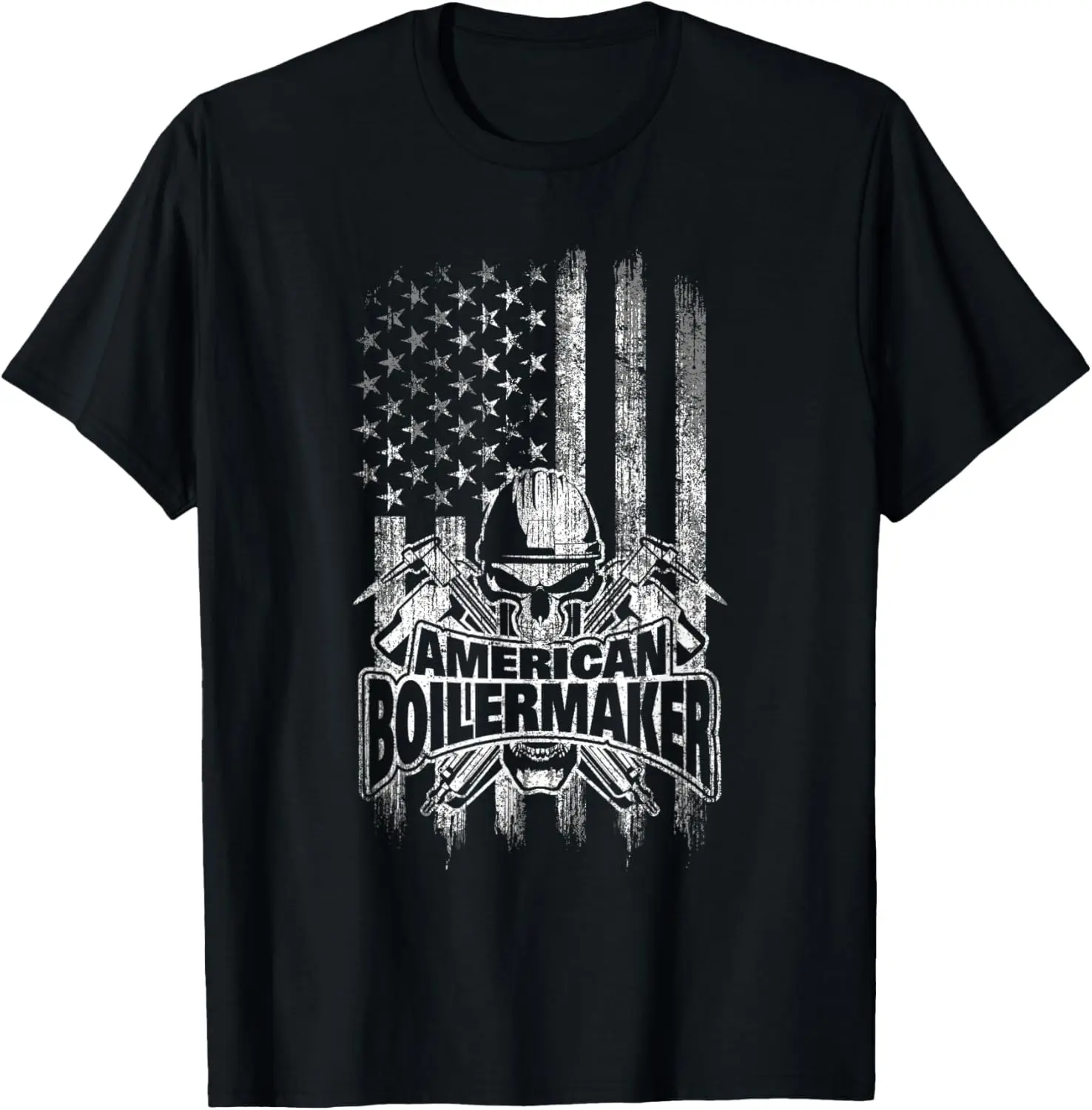 

Boilermaker T-Shirt American Flag Skull and Tools