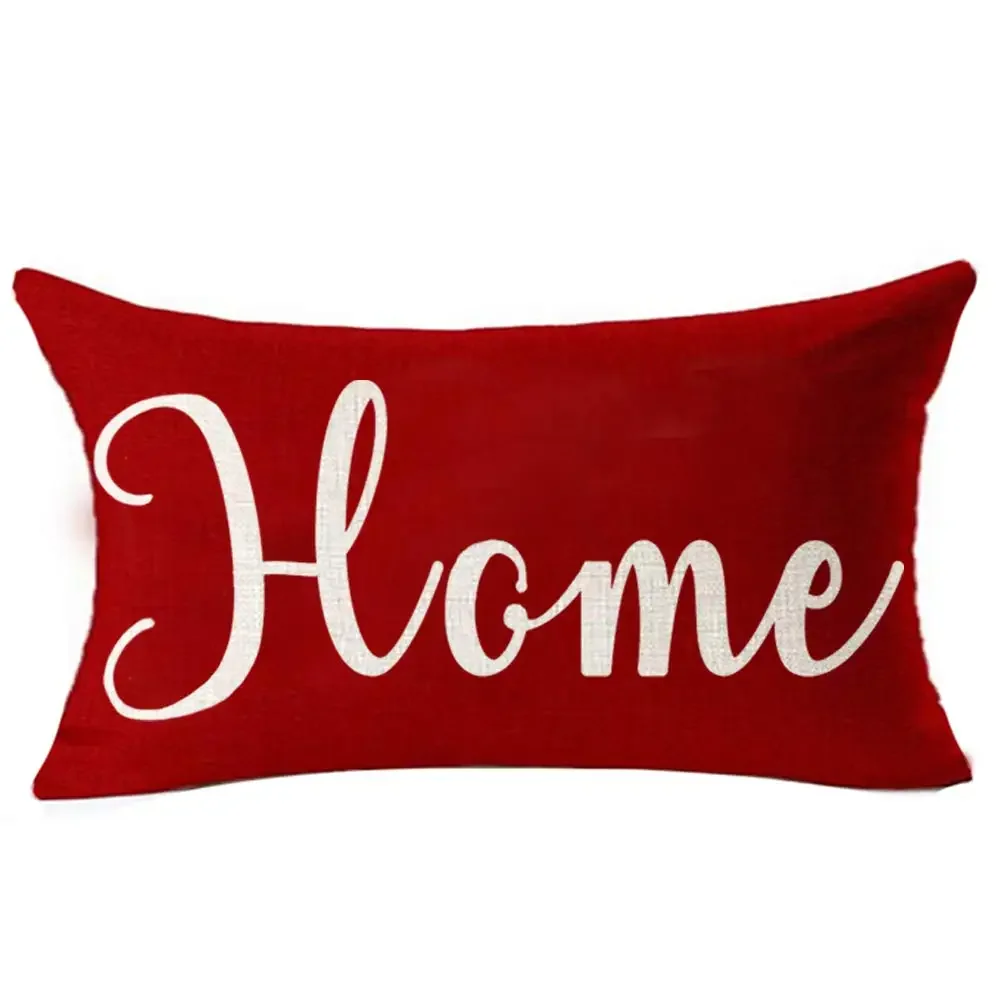 Red Blessing Home Pillowcase Living Room Sofa Cushion Cover 30*50 Home Decoration Simple Linen Waist Pillowcase 40*60