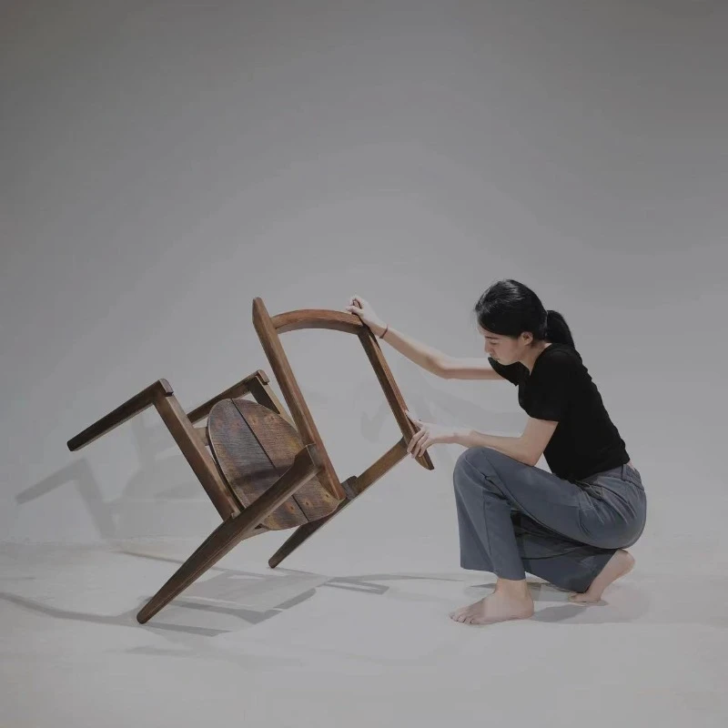 Ancient wood hanging chair New wabi-sabi aesthetic craft solid wood chair