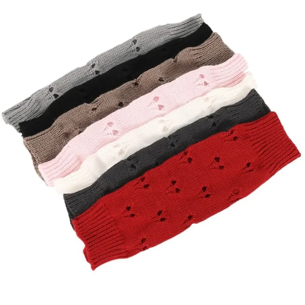 Love solid color knitted wool gloves warm pile pile arm cover autumn and winter new men women in the long ski fingerless sleeve