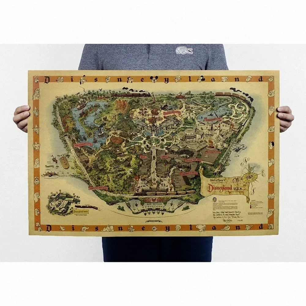 

1958 U.S.A Amusement Park Hand-drawn Maps Poster Wall Chart Vintage Kraft Paper Print Artwork Wall Art Painting Decor Stickers