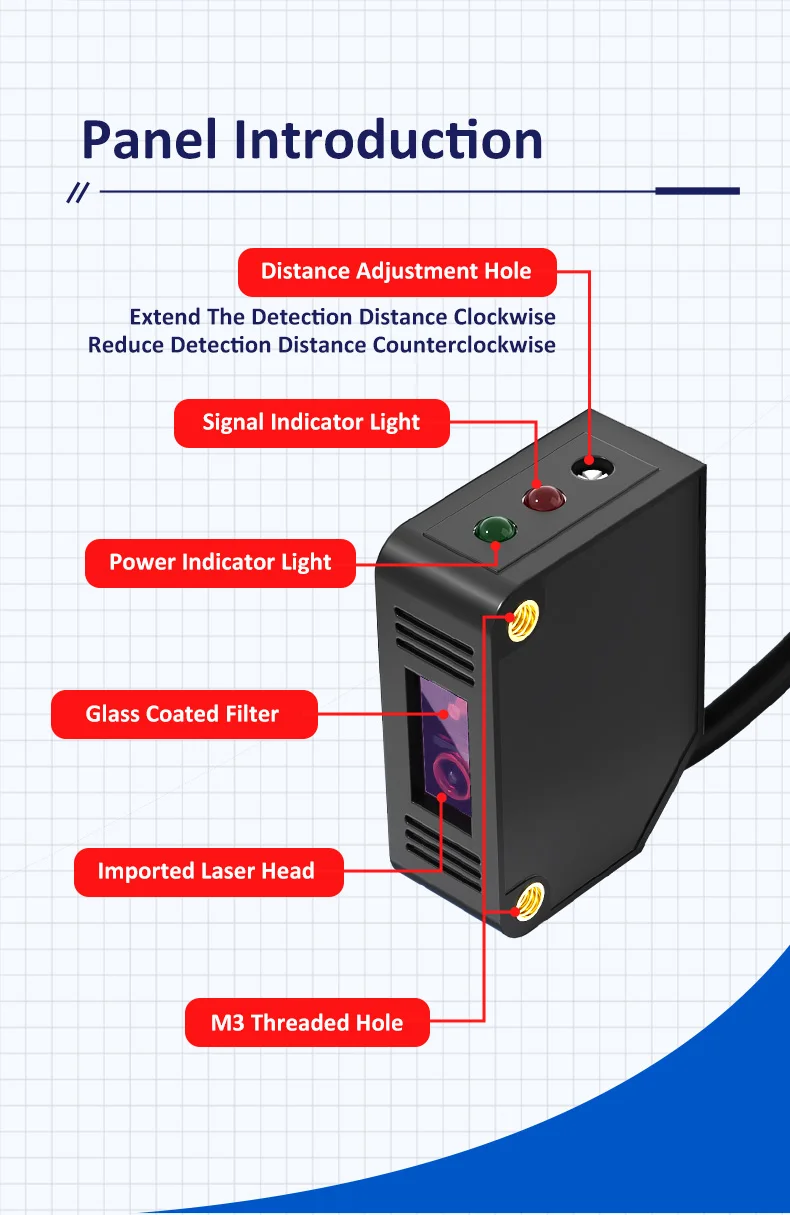 FJNS10-30NF-C Erkennungsabstand 300 mm Photoelektrischer Infrarotsensor Schalter Entfernungsmessung Lasersensoren – Detail 2
