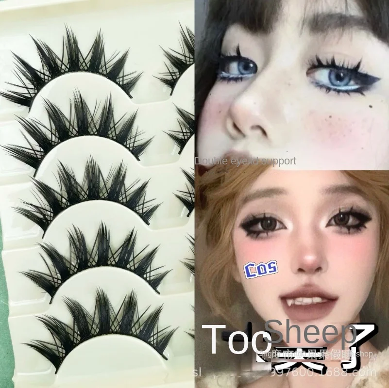 Thick Black Stemmed Devil Makeup Fake Eyelashes Whole Piece Eyelashes Natural Little Devil Lash Eyelashes